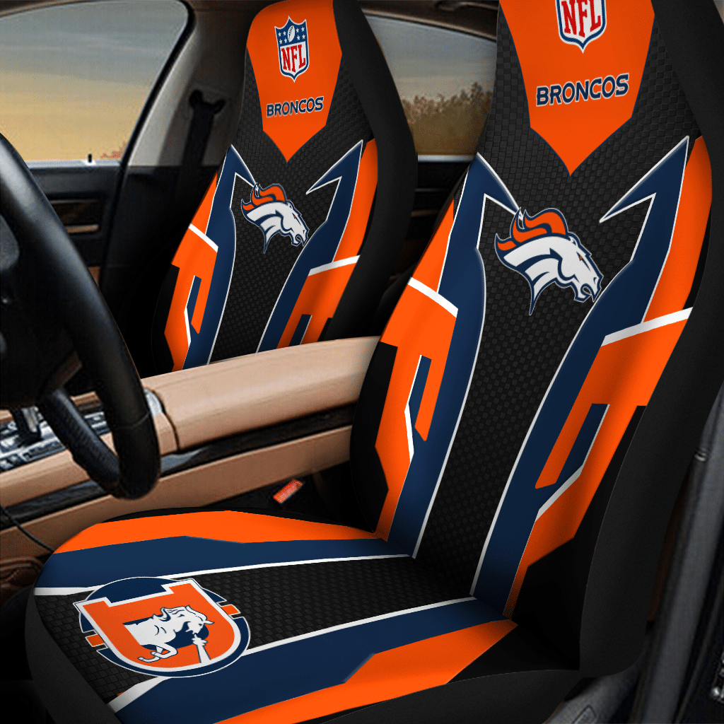 HOT NFL Team Denver Broncos Orange-Black 3D Seat Car Cover1
