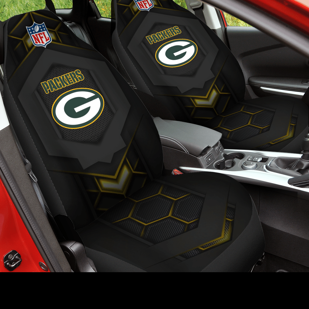 HOT NFL Team Green Bay Packers Black 3D Seat Car Cover2