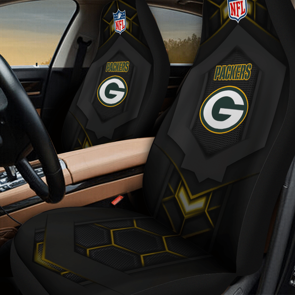 HOT NFL Team Green Bay Packers Black 3D Seat Car Cover1