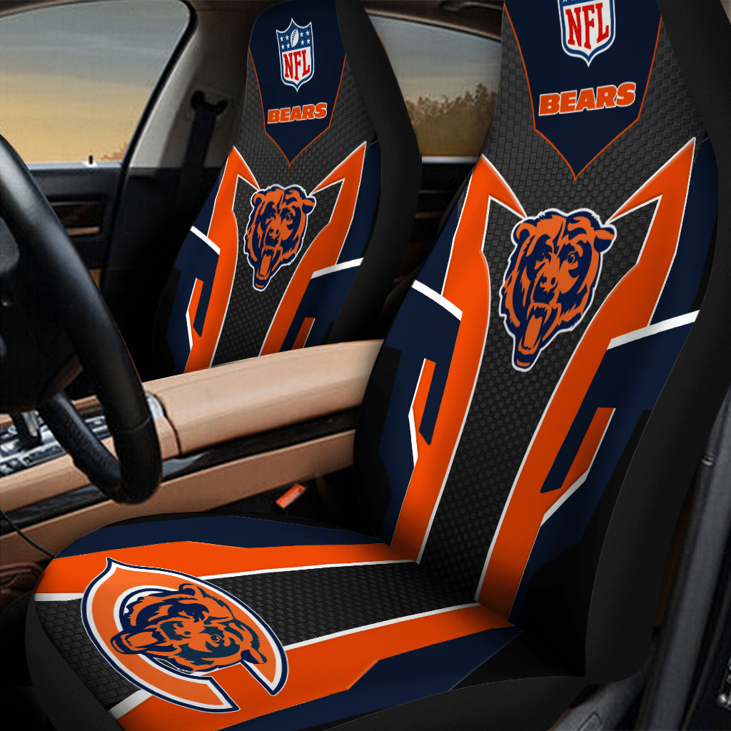 HOT NFL Team Chicago Bears Orange-Navy 3D Seat Car Cover2
