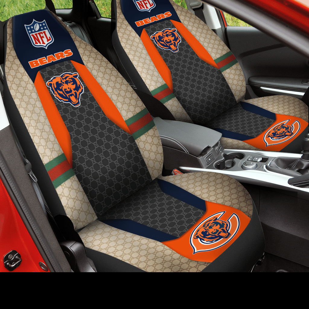 HOT NFL Team Chicago Bears Cream-Black 3D Seat Car Cover1