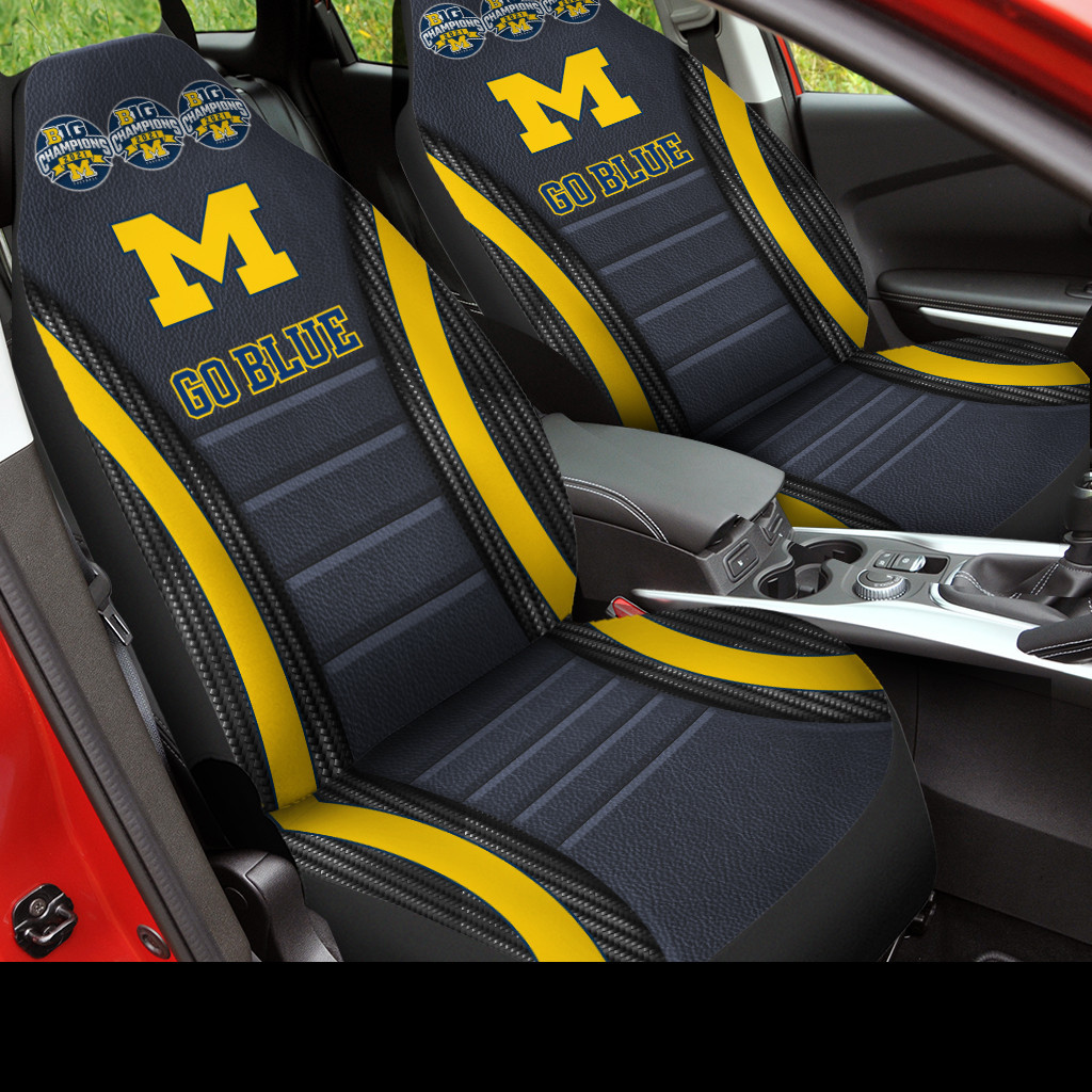 HOT NCAA Team Michigan Wolverines Go Blue Custom 3D Seat Car Cover2