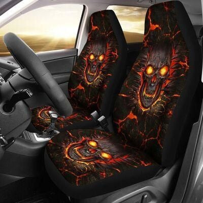 HOT Skull Lava and Flame 3D Seat Car Cover1