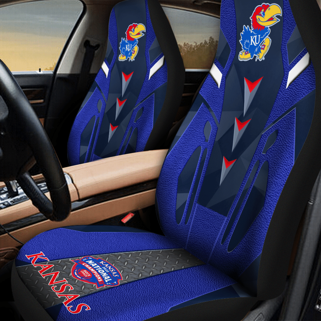 HOT NCAA Team Kansas Jayhawks National Champions 3D Seat Car Cover1