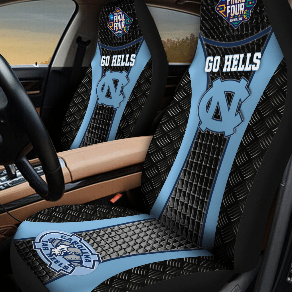 HOT NCAA Team North Carolina Tar Heels Go Hells Light Blue-Black 3D Seat Car Cover1