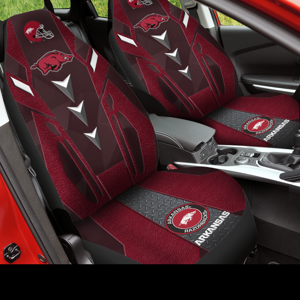 HOT NCAA Team Arkansas Razorbacks basketball Dark Red 3D Seat Car Cover2