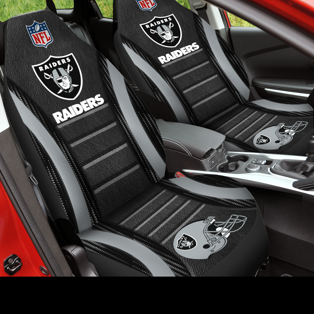 HOT NFL Team Las Vegas Raiders Grey-Black 3D Seat Car Cover2
