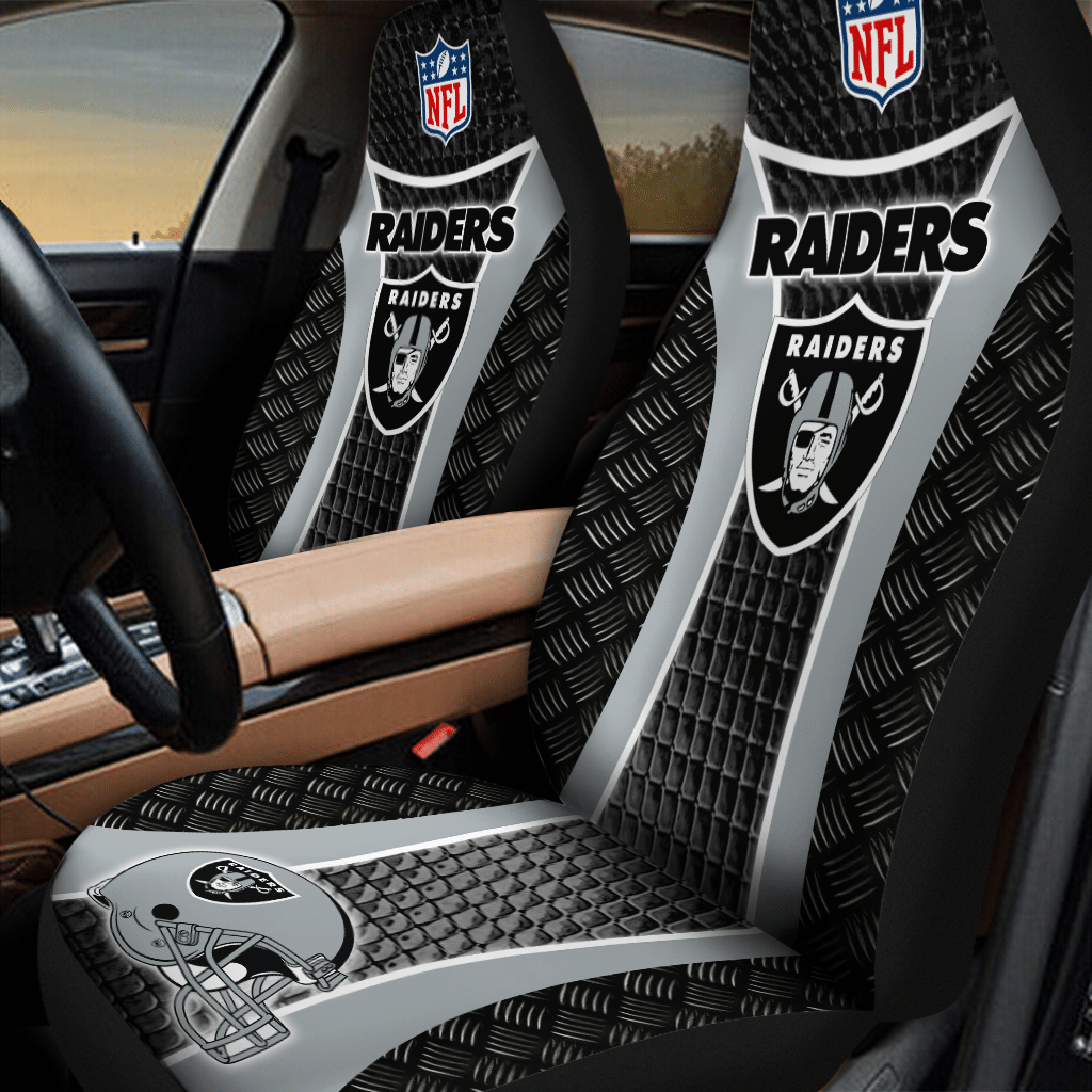 HOT NFL Team Las Vegas Raiders Black-Grey 3D Seat Car Cover1