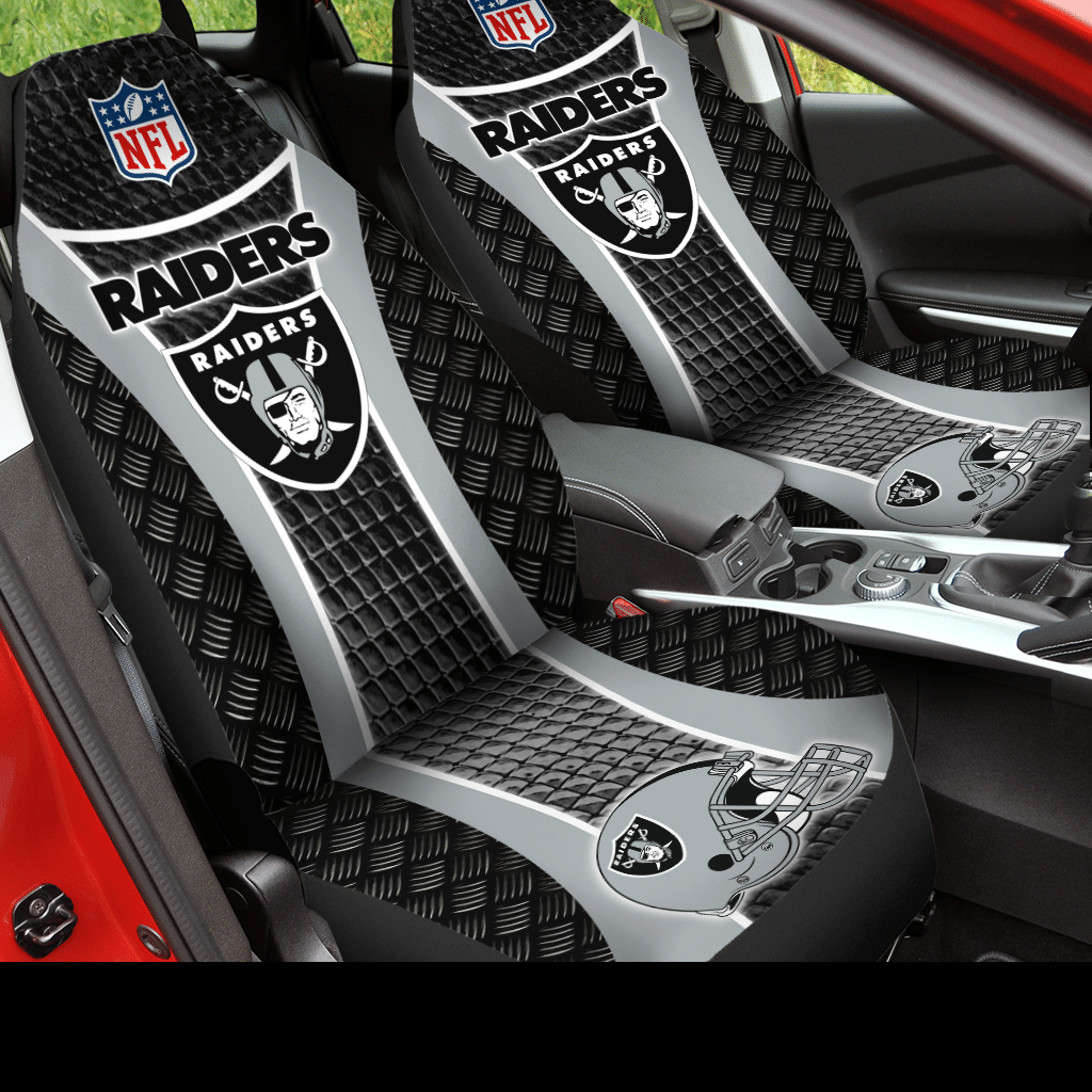 HOT NFL Team Las Vegas Raiders Black-Grey 3D Seat Car Cover2