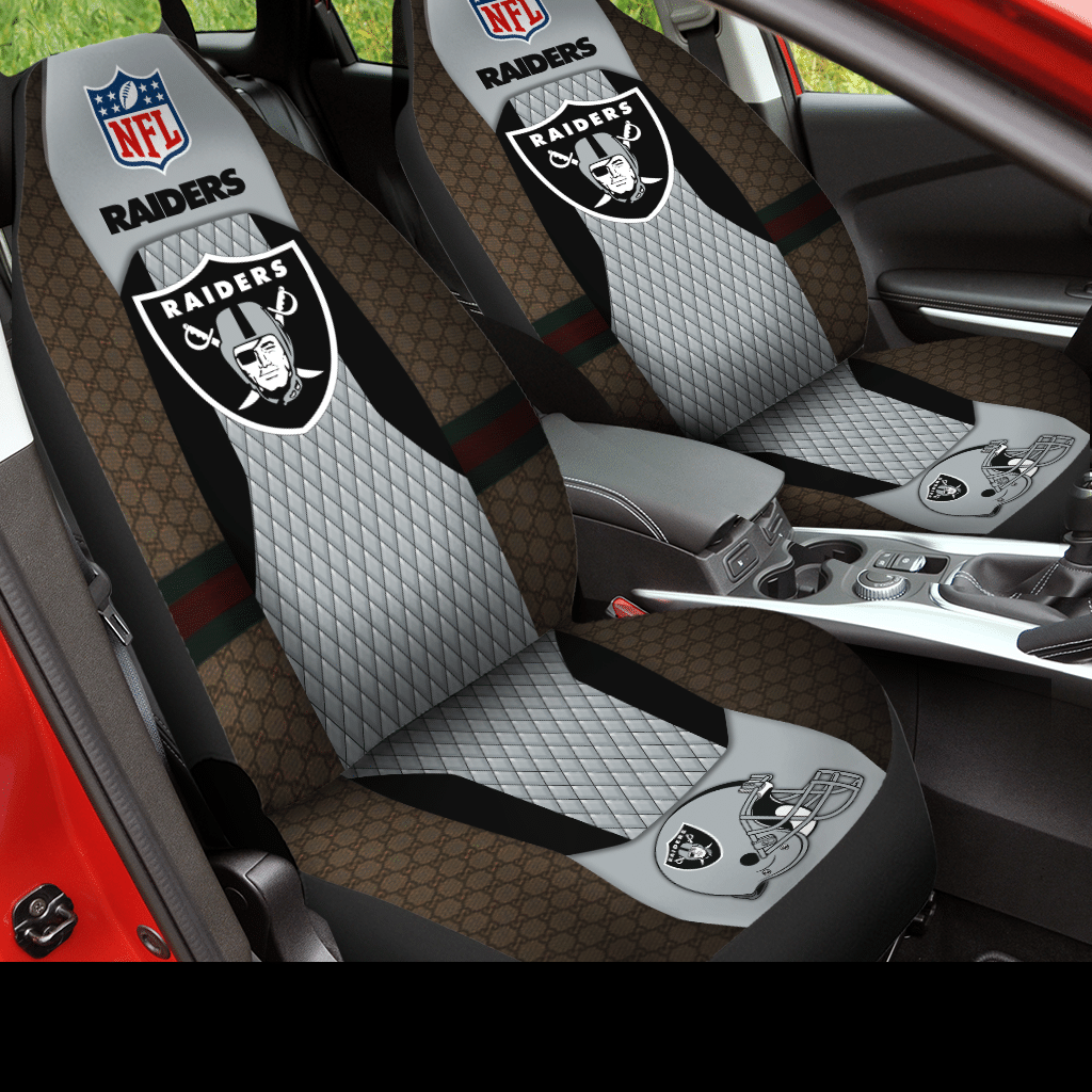 HOT NFL Team Las Vegas Raiders Brown-Grey 3D Seat Car Cover2