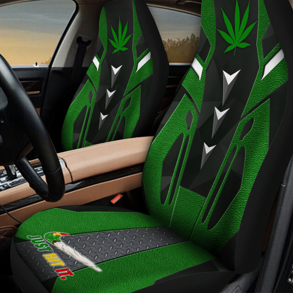 HOT Cannabis Just Hit It Green 3D Seat Car Cover1