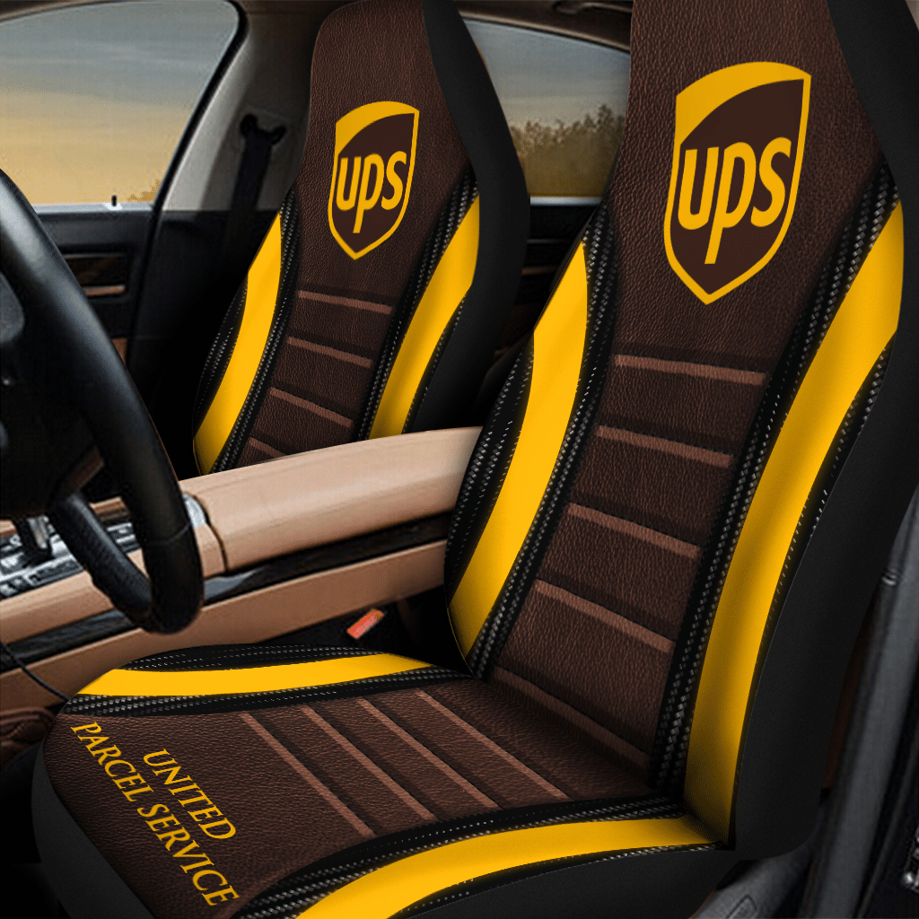 HOT United Parcel Service Brown-Yellow 3D Seat Car Cover1