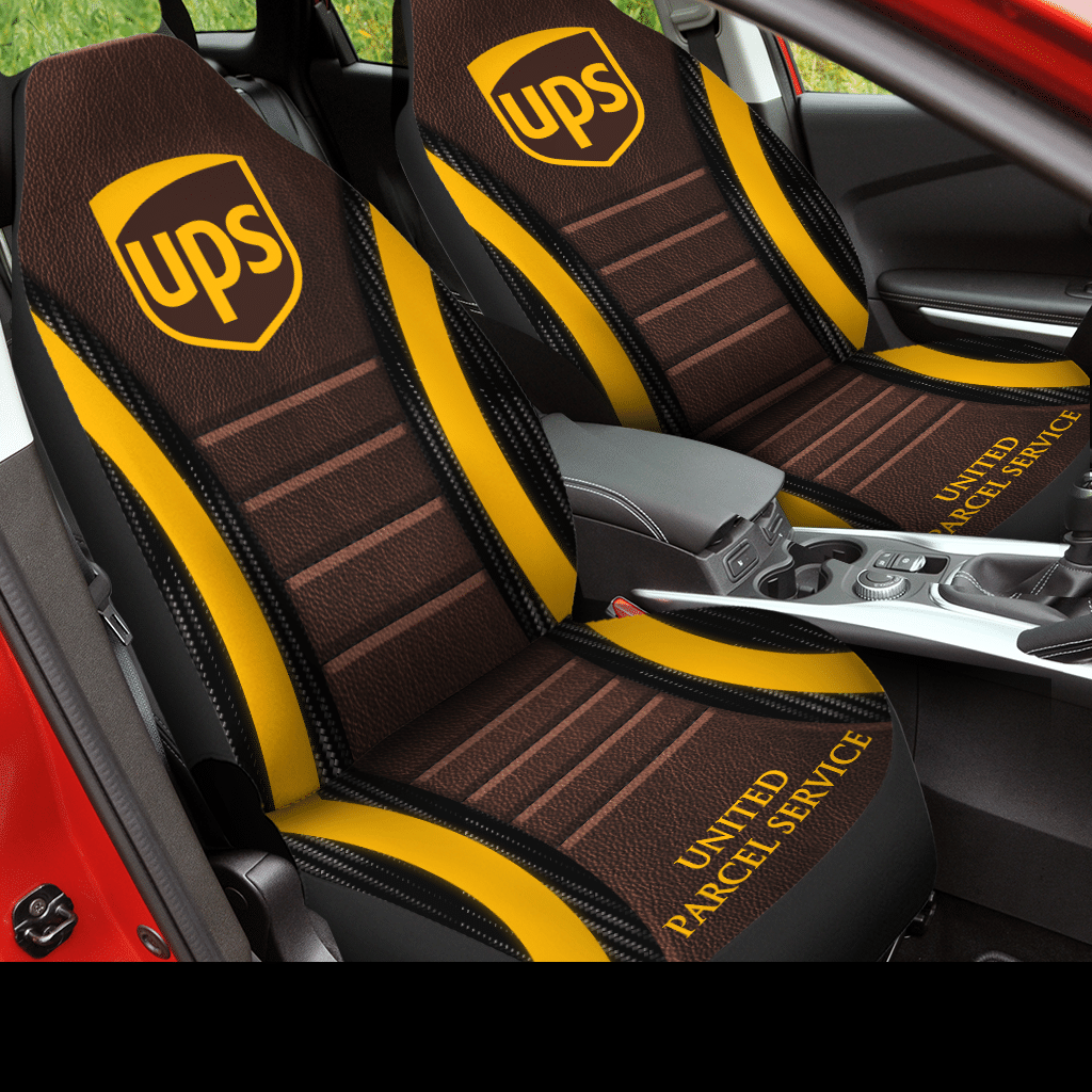 HOT United Parcel Service Brown-Yellow 3D Seat Car Cover2