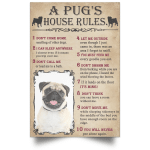 Details about   A Pug's House Rules Vintage poster Wall Decor Poster no frame 