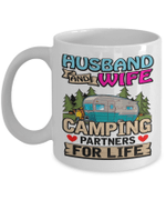 Husband And Wife Camping Partners For Life'' - Mug- Adventurers Gift - Camping Mug Gift - Travel Mug - Campfire Mug - Outdoor Campers