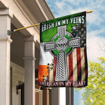 Irish In My Veins, American In My Heart Celtic Knot Cross Flag - Garden Flag - Double Sided House Flag