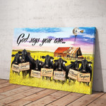 Bestieship God Says You Are. Angus Cattle Canvas Wall Art-10x8in