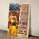 Bestieship When You Pass Through The Waters. Proud Firefighter Canvas Wall Art-8x10in