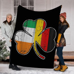 Irish German Flag Shamrock Saint Patricks Day Gift Fleece Blanket