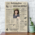 [Personalized Name, Date & Photo] Happy 50th Birthday Gift Ideas Newspaper Back in 1970 Canvas For Mom For Dad-8x10in