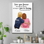 [Personalized Name] Female Police Officer Home Is Where My Mom Is  - Gift For Mom From Kids - Personalized Canvas Print-8x10in