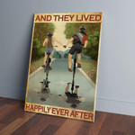 And They Lived Happily Ever After Husband And Wife Cycling Canvas-8x10in
