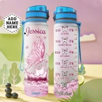 Personalized Pink Butterfly Water Effect TTZZ0704007Z Water Tracker Bottle-32 Oz