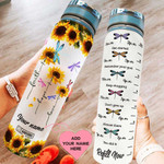 Dragonfly Sunflower Faith Personalized KD2 HAL1408030 Water Tracker Bottle-32 oz