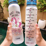 Pink Unicorns THK2507003 Water Tracker Bottle-32 oz
