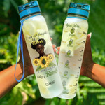 Black Woman Sunflower HLV2608001 Water Tracker Bottle-32 oz