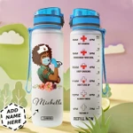 Black Nurse Personalized HHA3108001 Water Tracker Bottle-32 oz