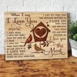 I Love You the Most Home Cardinal Couple Wall Art Canvas-10x8in