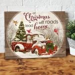 All Roads Lead Home Cardinal Merry Christmas Wall Art Canvas-10x8in