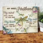 Angel Husband  My Mind Still Talks To You Dragonfly Canvas-10x8in