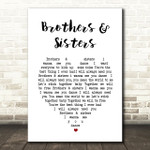 2 Funky 2 Brothers & Sisters White Heart Song Lyric Art Print