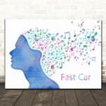 Tracy Chapman Fast Car Colourful Music Note Hair Song Lyric Art Print