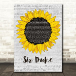 Stevie Wonder Sir Duke Grey Script Sunflower Song Lyric Art Print