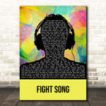 Rachel Platten Fight Song Multicolour Man Headphones Song Lyric Art Print