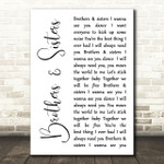2 Funky 2 Brothers & Sisters White Script Song Lyric Art Print