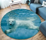 3d Polar Bear Swimming Under Ocean Round Rug Home Decor