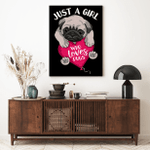 Just a Girl Who Loves Pugs Dog Lovers Cute Pug with heart - Matte Canvas (1.25")