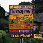 Witch Inn Welcome Custom Classic Metal Signs, Witch Gift, Witch Decor, Yard Sign