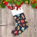 Christmas Candy Cane Gingerbread And Cup Christmas Stocking
