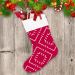 Simple Abstract Minimal Ornamental Texture With Snowflakes By Squares Crosses Christmas Stocking