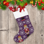 Fairytale Nutcracker And Snowflakes Jacquard Knitted Christmas Stocking
