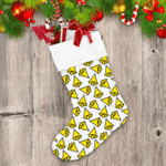 Yellow Pixel Bells Isolated On White Background Christmas Stocking