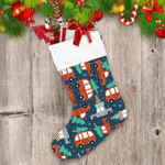 Seasonal Winter Transport Delivery Service Red Cars And Trees Christmas Stocking