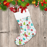 Christmas Funny Cows In Blue Winter Christmas Stocking