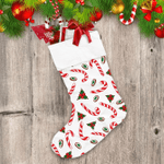 Holly Christmas Candy Cane And Cookies Christmas Stocking