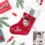 Custom Face Christmas Stocking Christmas Gift Best Grandson Add Pictures And Name